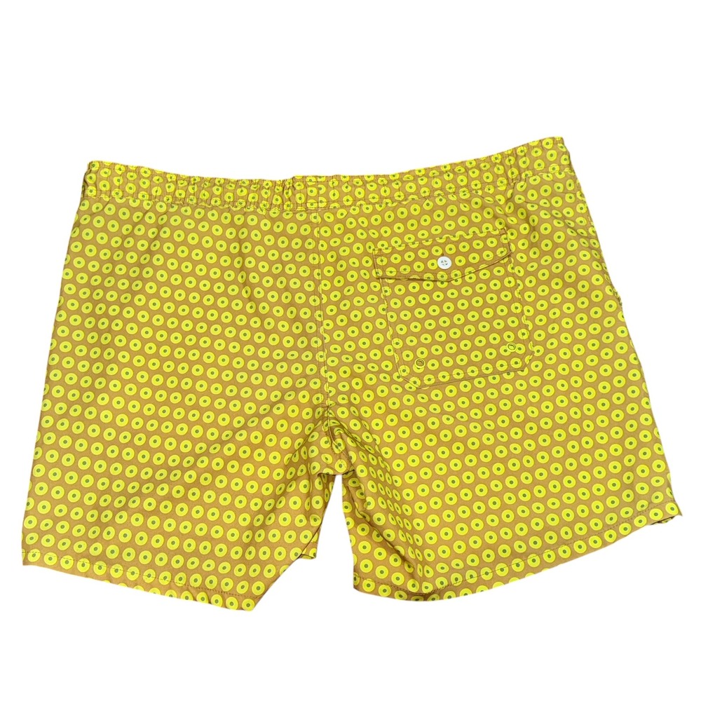George Mens Swim Trunks XL 40-42 Yellow Tan Geometric Circle Print READ Unlined - Picture 2 of 5